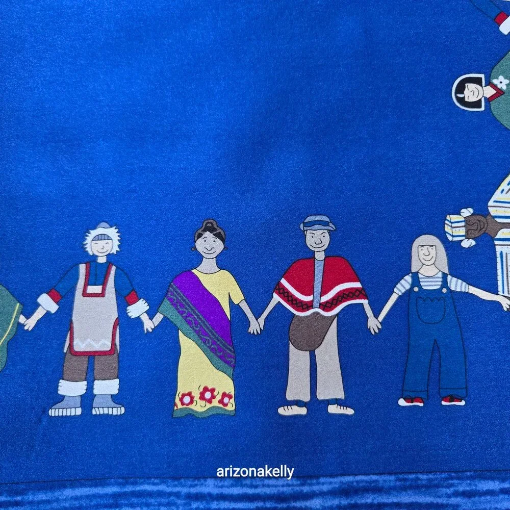 Unicef Silk Scarf World Peace Multicultural Holding Hands